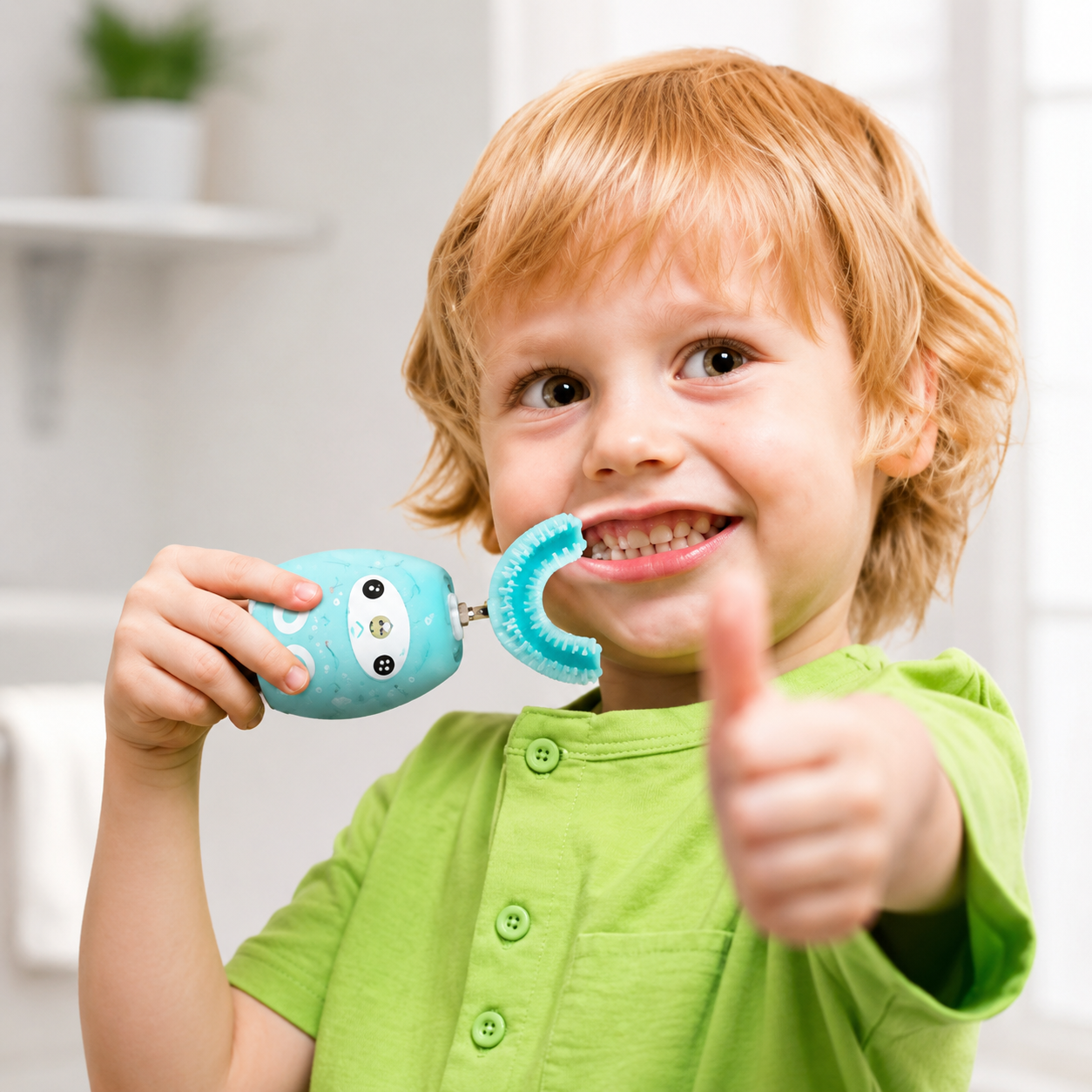 Cepillo Eléctrico Infantil en U 360° + Espuma Dental – Limpieza Fácil para Niños🦷✨